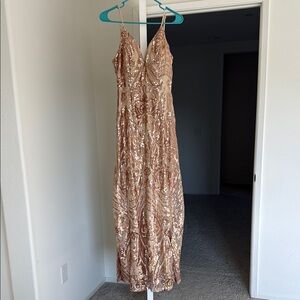 Windsor Sequin Maxi Dress in Rose Gold